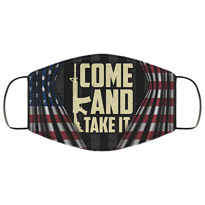 Come and Take It Gun Washable Reusable Custom Printed Cloth Face Mask Cover, White, Cloth Face Cover