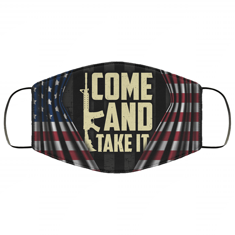 Come and Take It Gun Washable Reusable Custom Printed Cloth Face Mask Cover, White, Cloth Face Cover