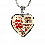 To My Wife You Are Braver Than You Believe And Loved More Than You Know UP Luxury Heart Pendant Necklace - Heart Luxury Necklace (Silver)