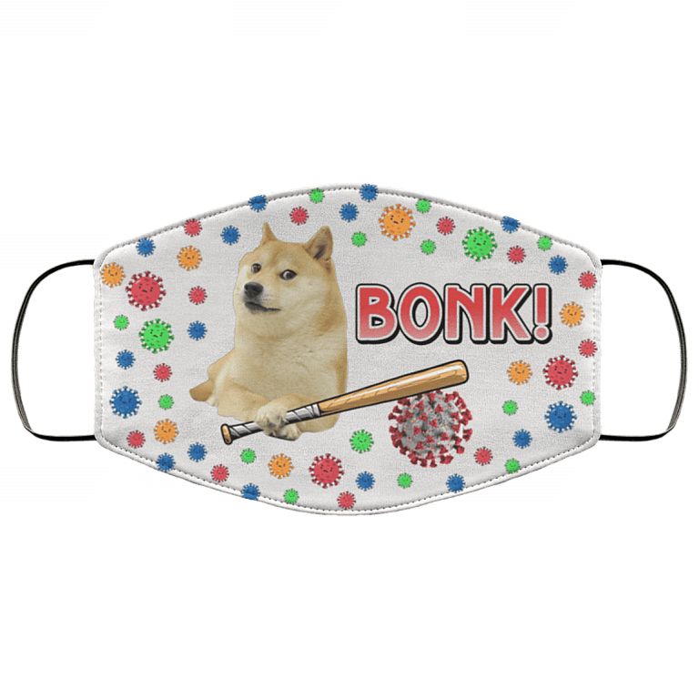 Doge Hit Corona Virus Funny Washable Reusable Custom - Printed Cloth Face Mask Cover, White, Cloth Face Cover