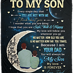 To My Son I Hope That You Are Safe Well and Happy Fleece Blanket - Mink Sherpa Blanket - Woven Blanket, White, Cozy Plush Fleece Blanket - 50x60