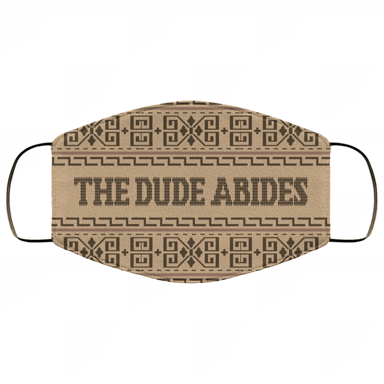 Big Lebowski the Dude Abides Washable Reusable Custom - Printed Cloth Face Mask Cover, White, Cloth Face Cover