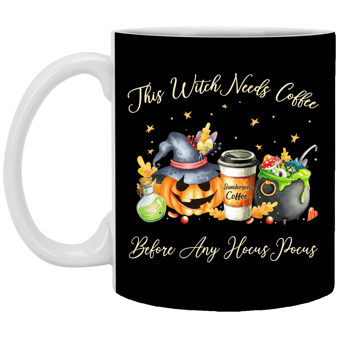 This Witch Needs Coffee Before Any Hocus Pocus Sanderson Sister Coffee Ceramic Coffee Mug - Water Bottle, Black, 11 oz. White Mug This Witch Needs Coffee Before Any Hocus Pocus Sanderson Sister Coffee Ceramic Coffee Mug - Water Bottle, Black, 11 oz. White Mug