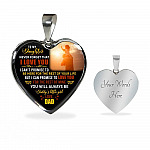 Dad to My Daughter Never Forget That I Love You I Can't Promise to Be Here Heart Pendant Necklace - Heart Luxury Necklace (Silver)