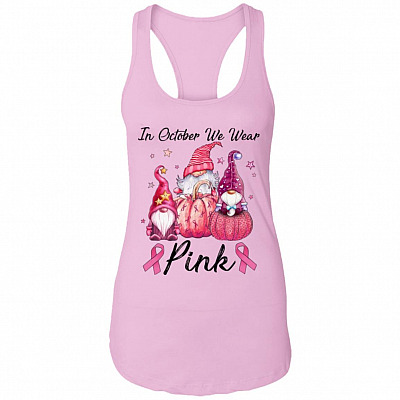 In October We Wear Pink Pumpkin Cotton Tank Top - Ladies Raceback Tank, Lilac, Ladies Racerback Tank