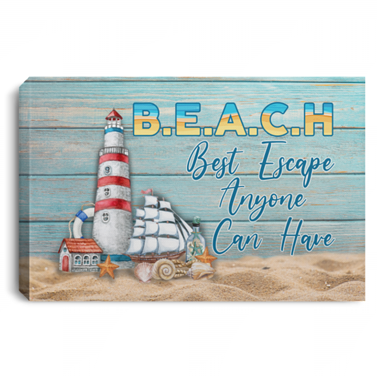 Best Escape Anyone Can Have Ocean Beach Gallery Wrapped Framed Canvas Prints - Unframed Poster - Home Decor Wall Art, White, 0.75'' Framed Canvas