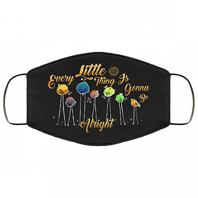Every Little Thing Is Gonna Be Alright Cute Birds Washable Reusable Custom - Printed Cloth Face Mask Cover, Black, Cloth Face Cover