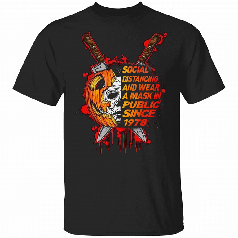 Michael Social Distancing and Wearing Face Mask Since 1978 - Funny Halloween T-Shirt, Black, Unisex T-Shirt