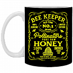 Whiskey Label Beekeeper Honey Bee Bee Lover Gift Ceramic Coffee Mug - Water Bottle, Black, 11 oz. White Mug