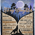 From Mom To My Daughter Whenever You Feel Overwhelmed Wolf Fleece Blanket – Premium Sherpa Blanket – Woven Blanket, White, Cozy Plush Fleece Blanket - 50x60