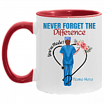 Personalized Never Forget The Difference You've Made Ceramic Accent Mug-Thank You Nurse Gifts Mug, White/Red, 11 oz. Accent Mug