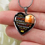 Dad to My Daughter Never Forget That I Love You I Can't Promise to Be Here Heart Pendant Necklace - Heart Luxury Necklace (Silver)