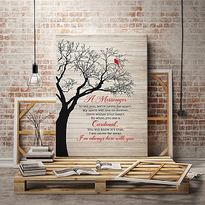 Alternative view of You We're Never Far Apart I'm Always Here With You Cardinal Memorial Gift Framed Canvas Prints - Unframed Poster