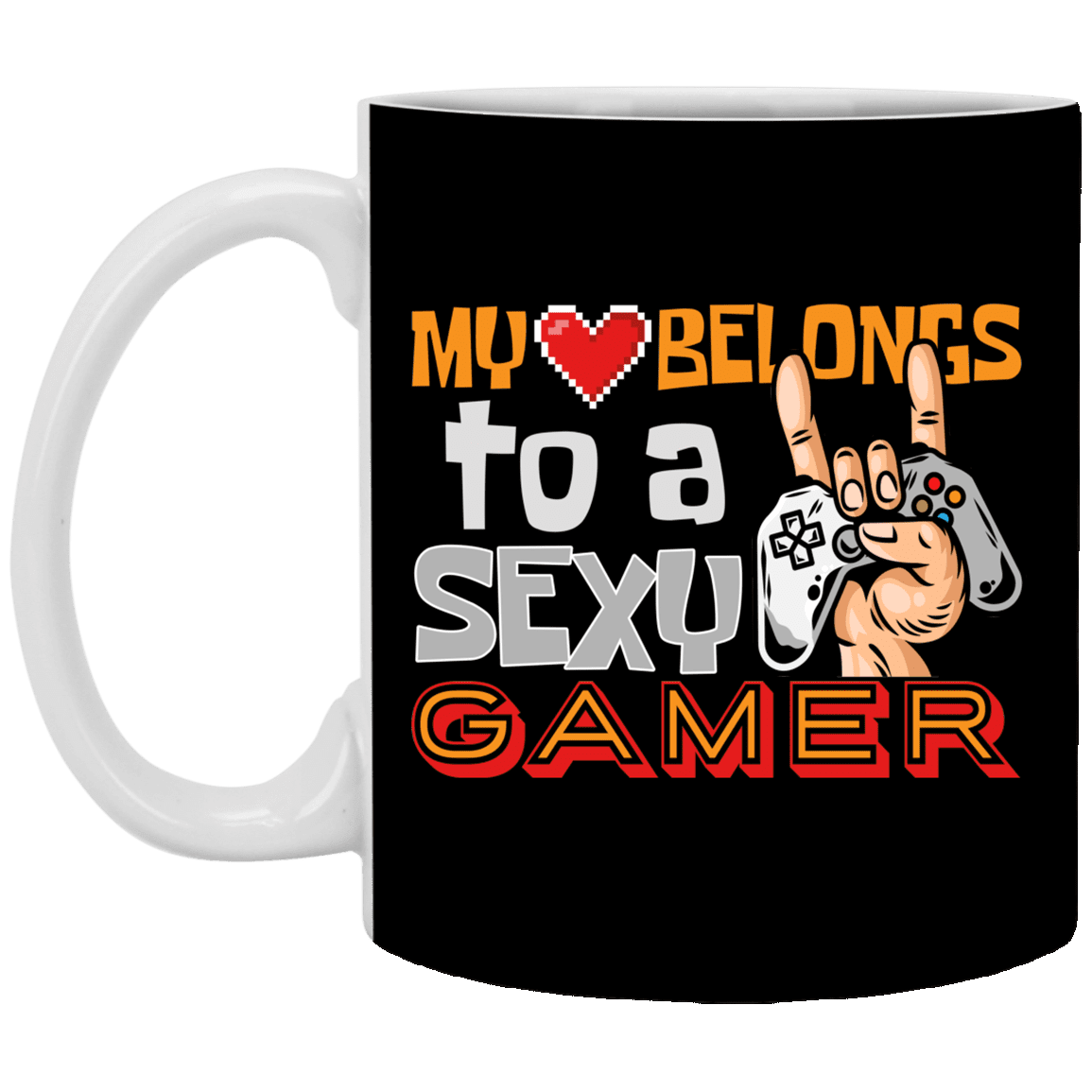 Gifts My Heart Belongs to a Sexy Gamer Ceramic Coffee Mug - Beer Stein - Water Bottle - Color Changing Mug, Black, 11 oz. White Mug Gifts My Heart Belongs to a Sexy Gamer Ceramic Coffee Mug - Beer Stein - Water Bottle - Color Changing Mug, Black, 11 oz. White Mug