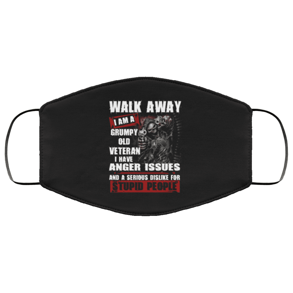 Walk Away I Am A Grumpy Old Veteran Serious Dislike For Stupid People Washable Reusable Printed Cloth Face Mask, Black, Cloth Face Cover Walk Away I Am A Grumpy Old Veteran Serious Dislike For Stupid People Washable Reusable Printed Cloth Face Mask, Black, Cloth Face Cover