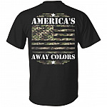 Camo America's Away Colors Plain Front - Print On Back Only T-Shirt, Black, Unisex T-Shirt