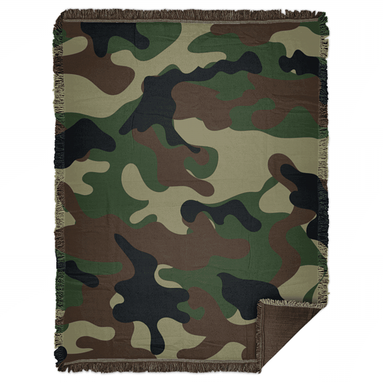 Camouflage Fleece Blanket - Premium Sherpa Blanket - Woven Blanket, White, Woven Blanket - 60x80