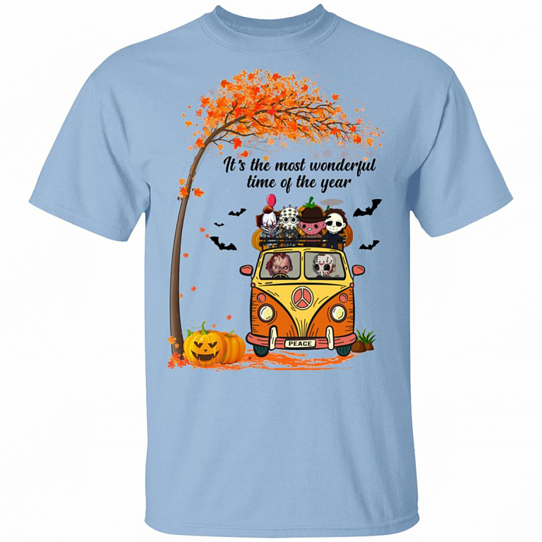 It's The Most Wonderful Time Of The Year Halloween Shirt - Funny Cute Creepy Characters Horror Movie Shirt, Light Blue, Unisex T-Shirt