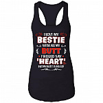 I Love My Bestie with All My Butt I Would Say Heart Tank Top Tee - Ladies Racerback Tank, Black, Ladies Racerback Tank