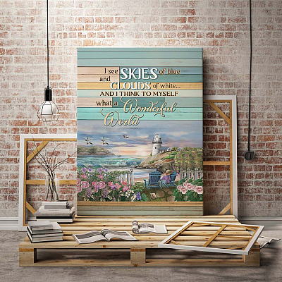 Alternative view of Lighthouse I See Skies Of Blue And Clouds Of White and I Think To Myself Framed Canvas Prints - Unframed Poster