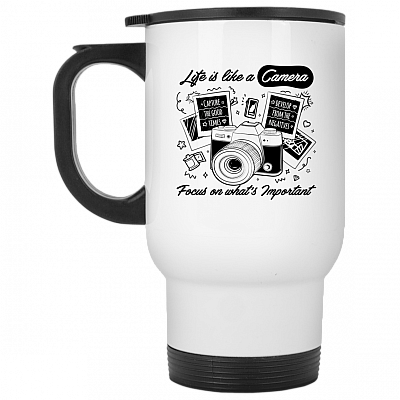 14 oz. White Travel Mug
