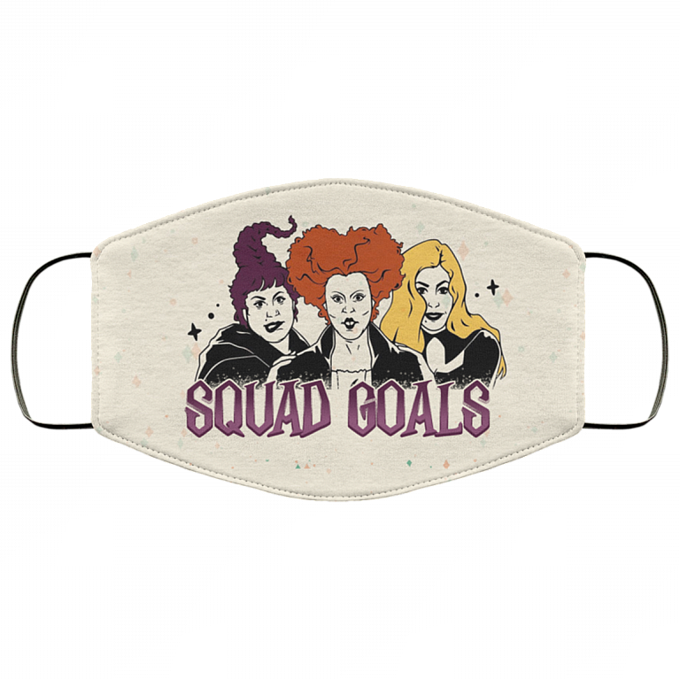 Squad Goal Three Witches Pocus Washable Reusable Printed Cloth Face Mask Cover, White, Cloth Face Cover