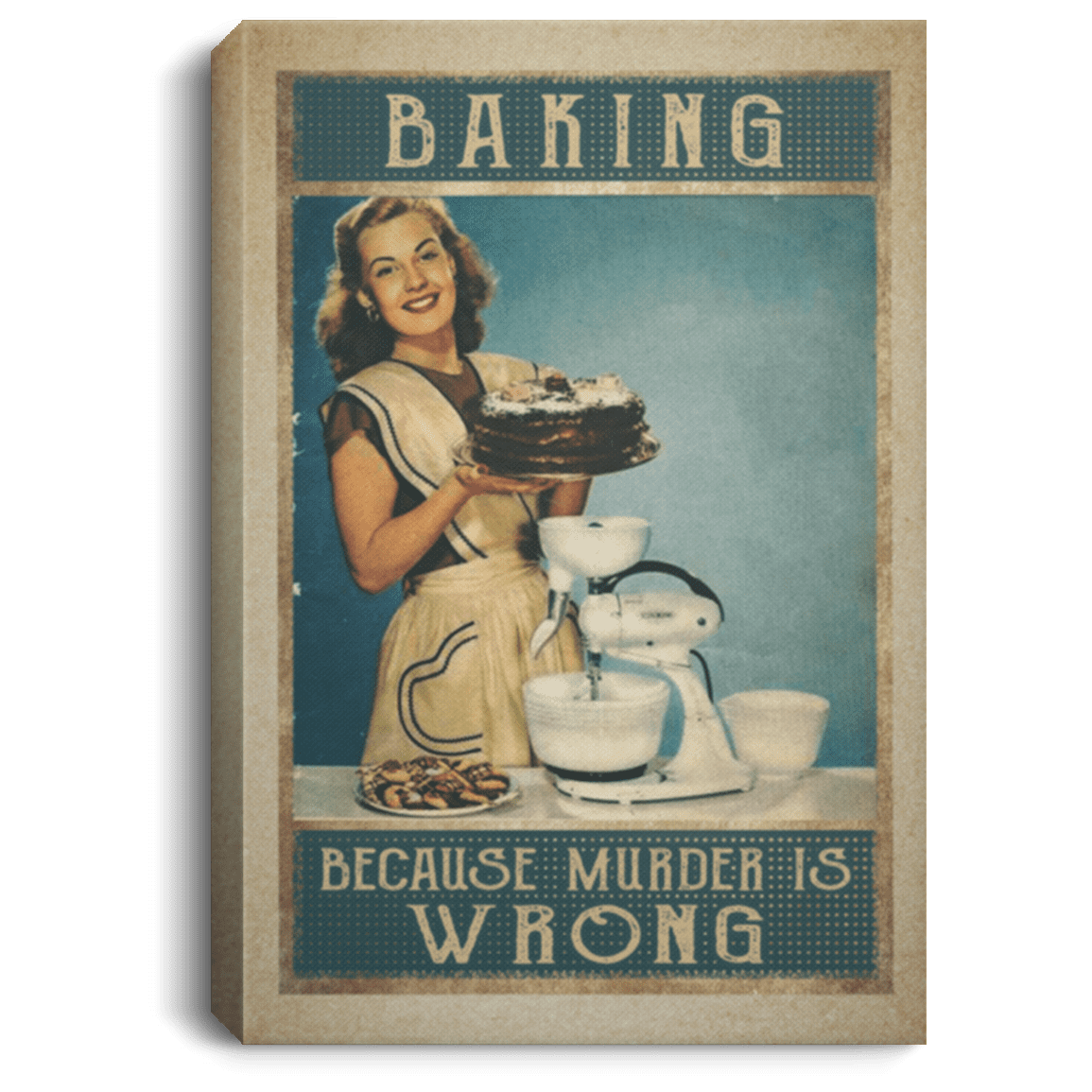Baking Because Murder Is Wrong Gallery Wrapped Framed Canvas Prints - Unframed Poster - Baking Girl Kitchen Wall Art, White, 0.75'' Framed Canvas Baking Because Murder Is Wrong Gallery Wrapped Framed Canvas Prints - Unframed Poster - Baking Girl Kitchen Wall Art, White, 0.75'' Framed Canvas