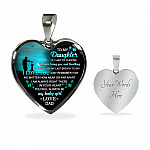 Dad to My Daughter if I Had to Choose Between Loving You and Breathing Heart Pendant Necklace - Heart Luxury Necklace (Silver)