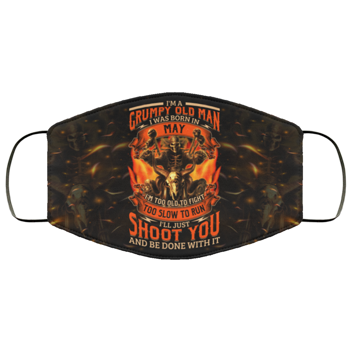 I'm A Grumpy Old Man I Was Born In May Washable Reusable Custom - Printed Cloth Face Mask Cover, White, Cloth Face Cover I'm A Grumpy Old Man I Was Born In May Washable Reusable Custom - Printed Cloth Face Mask Cover, White, Cloth Face Cover