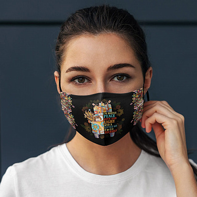 Alternative view of I'm Mostly Peace Love And Light And A Little Go Fuck Yourself Washable Reusable Custom - Printed Cloth Face Mask Cover