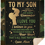 From Mom to My Son Just Always Remember This I Love You Camouflage Fleece - Premium Sherpa Blanket, White, Sherpa Blanket - 50x60