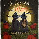 Personalized I Love You To The Moon And Back Witches Halloween Bestie Fleece Blanket - Premium Sherpa Blanket, White, Cozy Plush Fleece Blanket - 50x60