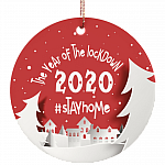 The Year Of The Lockdown 2020 Circle Porcelain Ceramic Ornament Keepsake - Quarantine Christmas Tree Ornament, White, Ceramic Circle Ornament