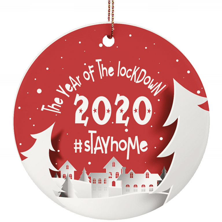 The Year Of The Lockdown 2020 Circle Porcelain Ceramic Ornament Keepsake - Quarantine Christmas Tree Ornament, White, Ceramic Circle Ornament