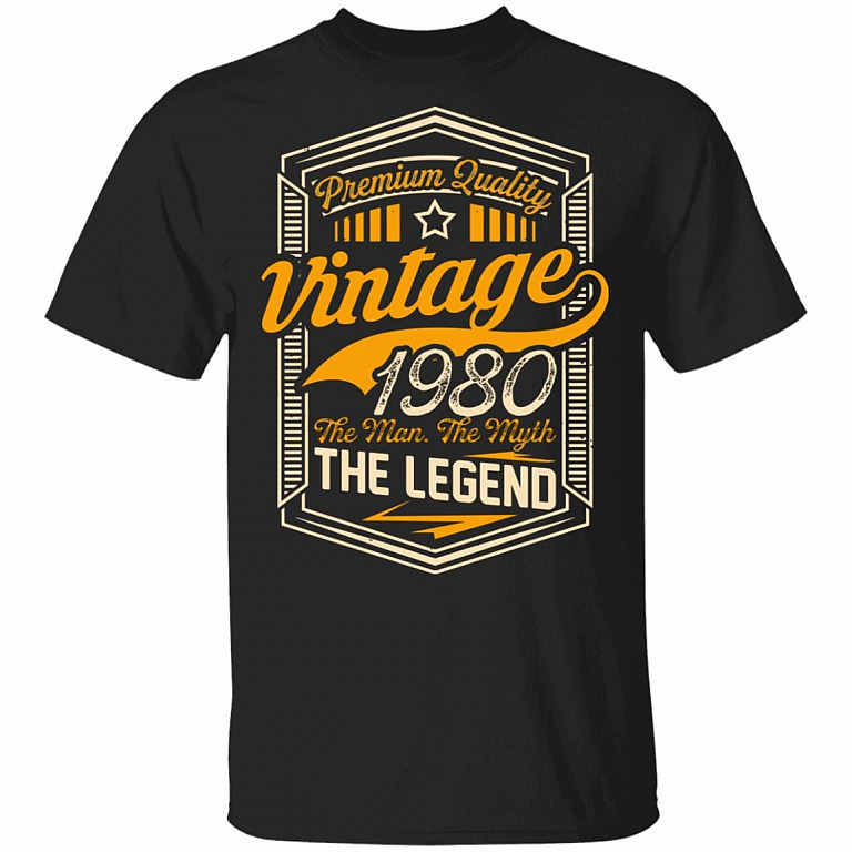 Premium Quality Vintage 1980 - The Man The Myth The Legend T-Shirt, Black, Unisex T-Shirt