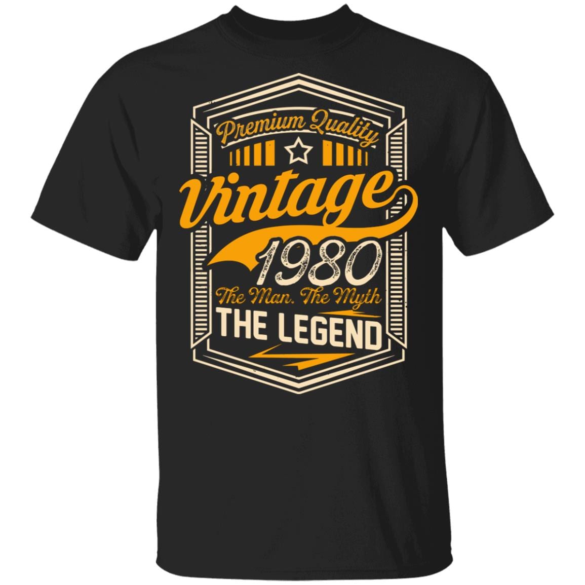 Premium Quality Vintage 1980 - The Man The Myth The Legend T-Shirt, Black, Unisex T-Shirt