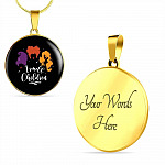 I Smell Children Hocus Pocus Three Witch Halloween Luxury Circle Pendant Necklace - Circle Luxury Necklace (Gold Plated)