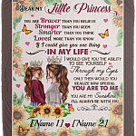 Personalized Mom Dear My Little Princess You Are Braver Than You Believe Fleece Blanket - Sherpa Blanket, White, Cozy Plush Fleece Blanket - 50x60