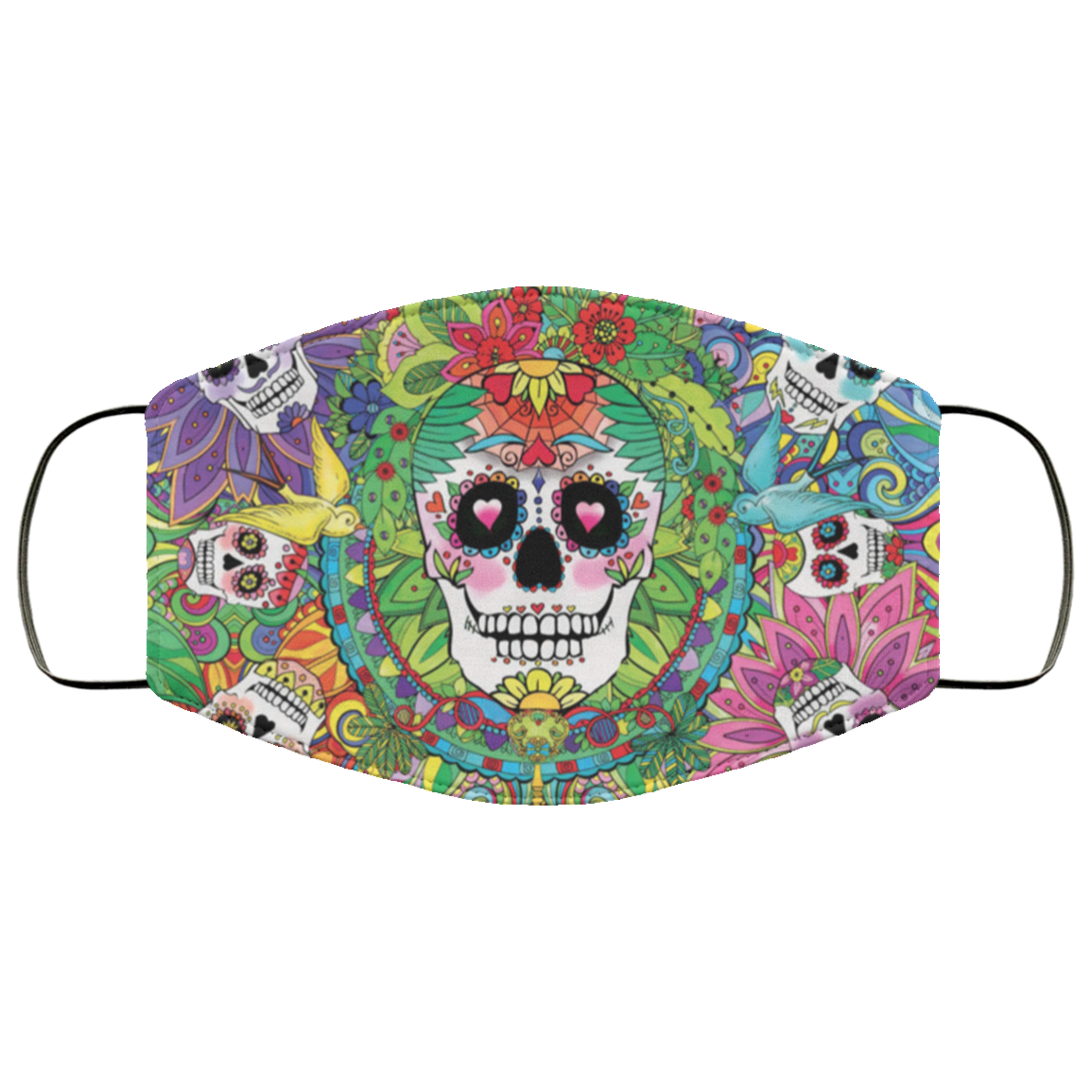 Colorful Mexican Calavera Sugar Skull Mask Washable Reusable Custom – Printed Cloth Face Mask Cover, White, Cloth Face Cover Colorful Mexican Calavera Sugar Skull Mask Washable Reusable Custom – Printed Cloth Face Mask Cover, White, Cloth Face Cover