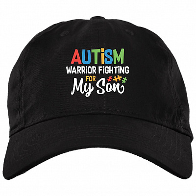 Autism Warrior Fighting For My Son Twill Cap – High-Profile Snapback Hat, Black, Brushed Twill Dad Cap