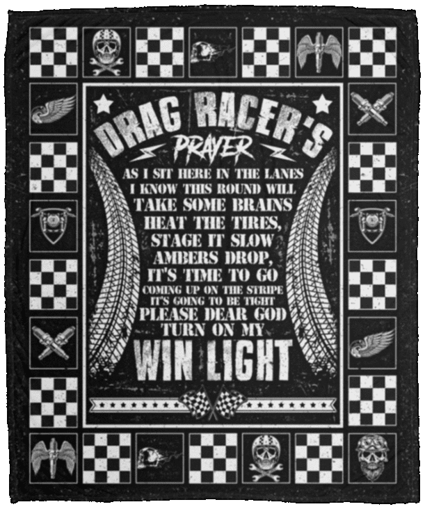 Drag Racer's Prayer as I Sit Here in the Lanes I Know This Round Fleece Blanket - Sherpa Blanket - Woven Blanket, White, Cozy Plush Fleece Blanket - 50x60