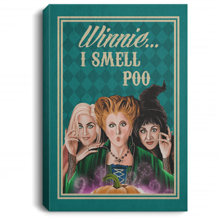 Winnie I Smell Poo Square Framed Canvas - Square Unframed Poster - Funny Restroom Hocus Posuc Decor, White, 0.75'' Framed Canvas