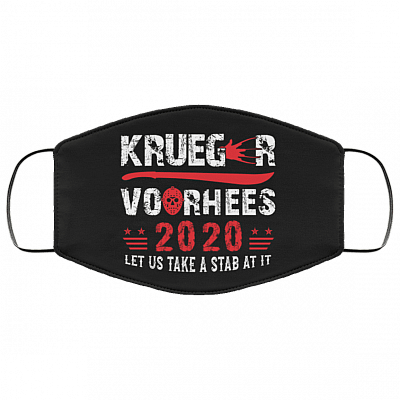 Krueger Voorhees Let Us Take A Stab At It Washable Reusable Custom Printed Cloth Face Mask Cover - Halloween Horror Face Mask, Black, Cloth Face Cover