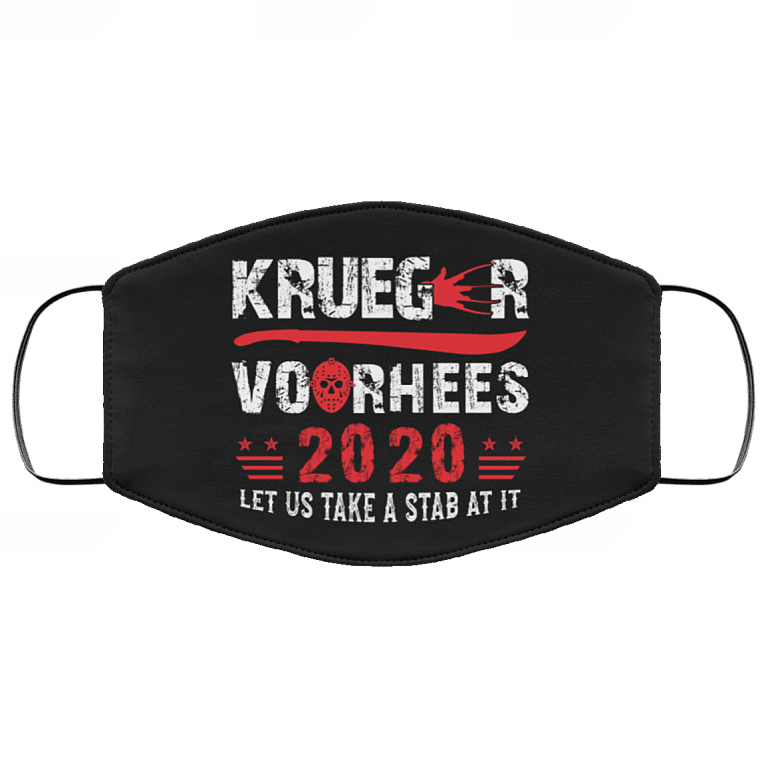 Krueger Voorhees Let Us Take A Stab At It Washable Reusable Custom Printed Cloth Face Mask Cover - Halloween Horror Face Mask, Black, Cloth Face Cover