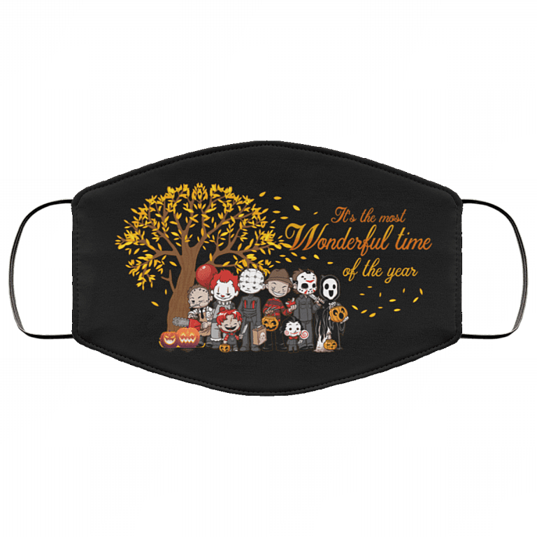 It's The Most Wonderful Of The Year Halloween Friends Horror Movies Creepy Characters Washable Reusable Custom - Printed Cloth Face Mask Cover, Black, Cloth Face Cover