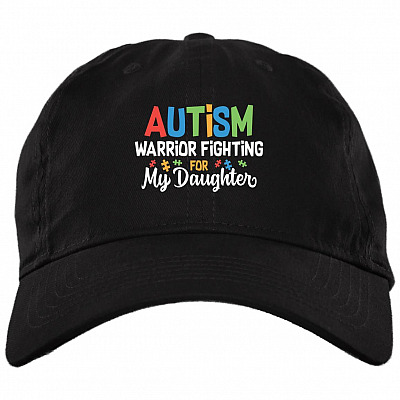 Autism Warrior Fighting For My Daughter Twill Cap – High-Profile Snapback Hat, Black, Brushed Twill Dad Cap