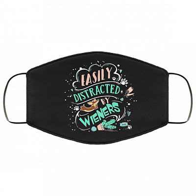Easily Distracted By Wieners Washable Reusable Custom Printed Cloth Face Mask Cover, Black, Cloth Face Cover
