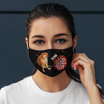 Alternative view of Cheems Virums Bonk Dog Hitting Virus Funny Washable Reusable Custom - Printed Cloth Face Mask Cover