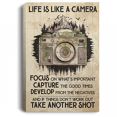 Life Is Like A Camera Focus On What's Important Framed Canvas - Unframed Poster, White, 0.75'' Framed Canvas