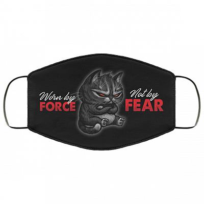 Worn By Force Not By Fear Washable Reusable Printed Cloth Face Mask Cover, Black, Cloth Face Cover